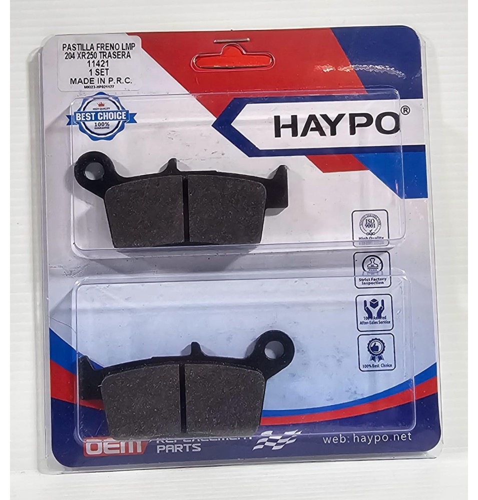 PASTILLA DE FRENO TRASERA HAYPO LMP204 XR250